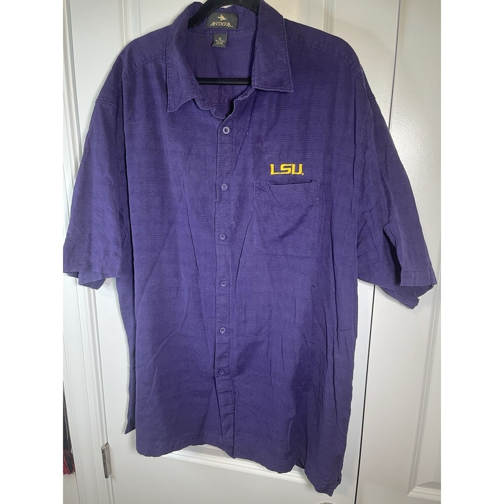 LSU Antigua Men's Game Day Woven Purple Shirt Size XL Louisiana State University